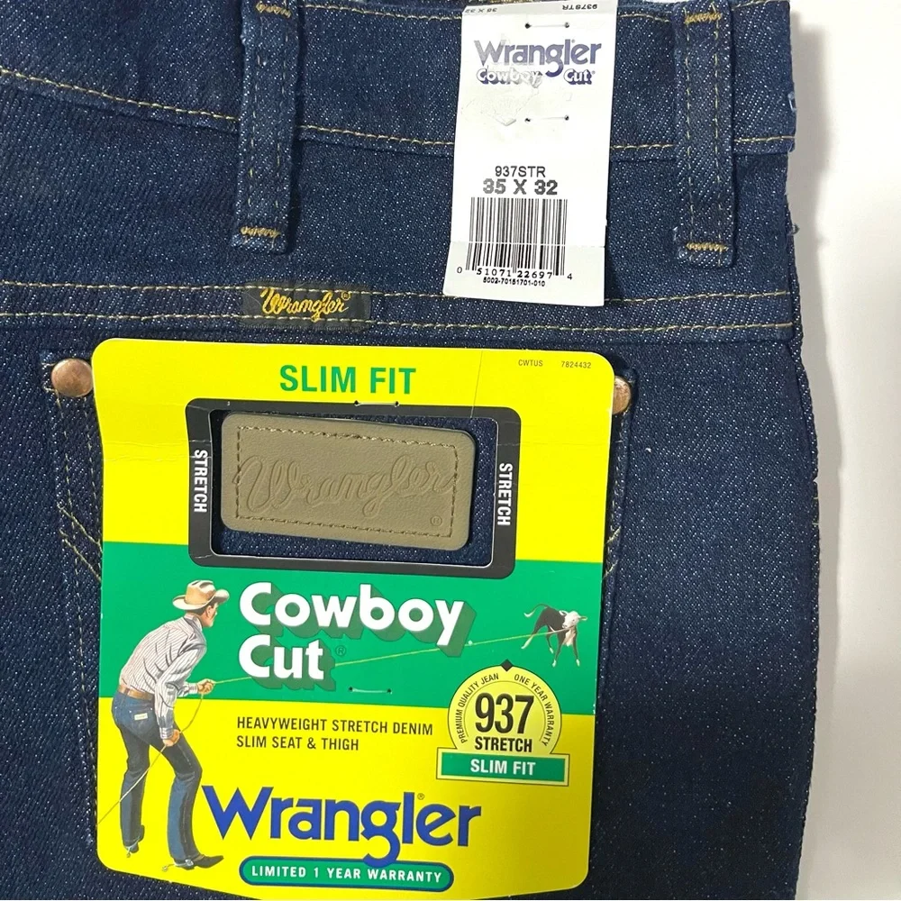 NWT Wrangler Slim Fit Jeans - Cowboy Cut & Stretchy - Size 35 | 32